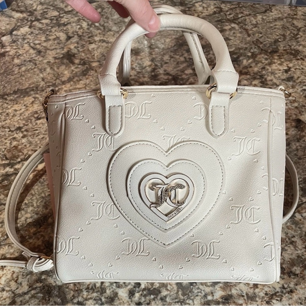 Juicy Couture Ivory Heart Embossed Crossbody Bag